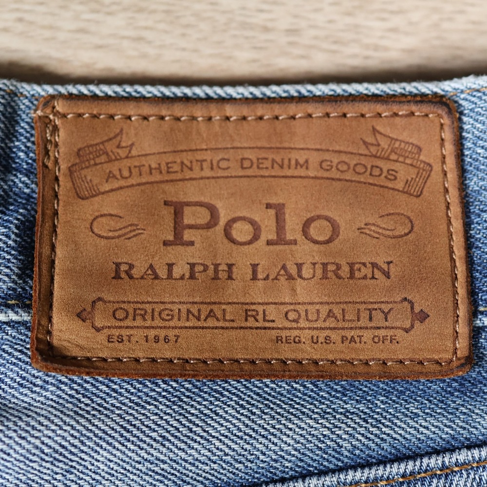Polo Ralph Lauren Jeans Mens 34x32 Blue Sullivan Slim Denim Whiskering Distress - Picture 13 of 16